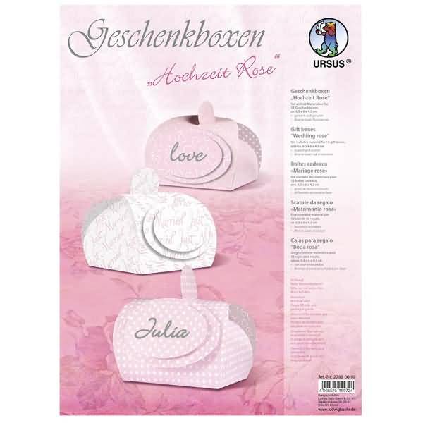 Geschenkbox Hochzeit Rose 6,5x6x4,3cm VE=12 Stück