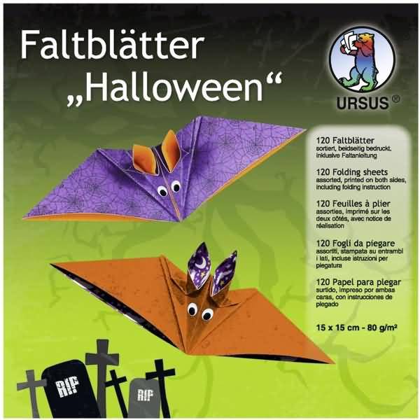 Faltblätter 'Halloween' 80g/qm 15x15cm VE=120 Blatt 10 Motive sortiert