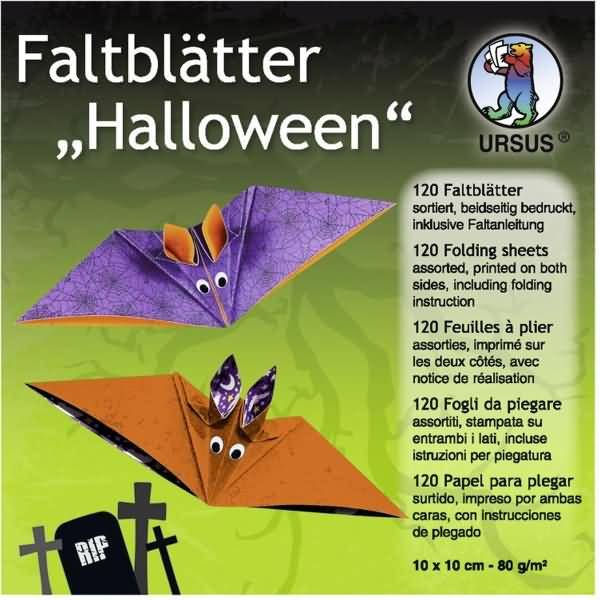 Faltblätter 'Halloween' 80g/qm 10x10cm VE=120 Blatt 10 Motive sortiert