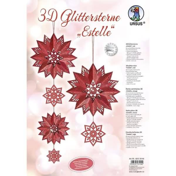 Bastelset 3D Glittersterne 'Estelle' rot