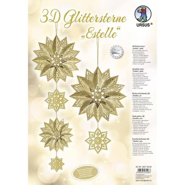 Bastelset 3D Glittersterne 'Estelle' gold