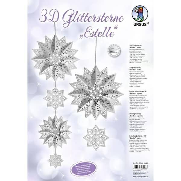 Bastelset 3D Glittersterne 'Estelle' silber
