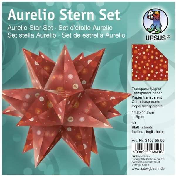 Faltblätter Aurelio Stern Winterzauber 115g/qm 14,8x14,8cm orange/rot