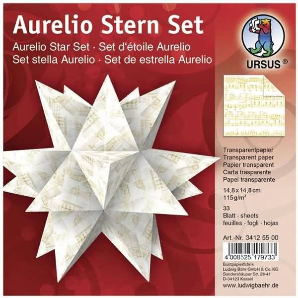 Faltblätter Aurelio Stern Noten gold 115g/qm 14,8x14,8cm
