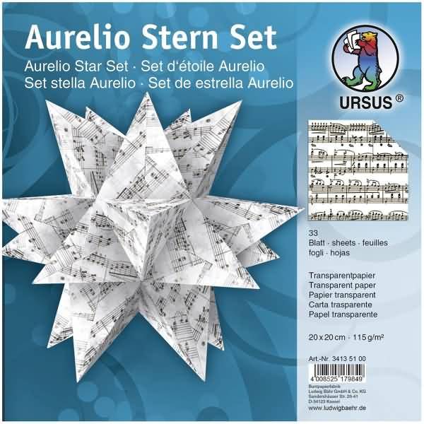 Faltblätter Aurelio Stern Noten schwarz 115g/qm 20x20cm