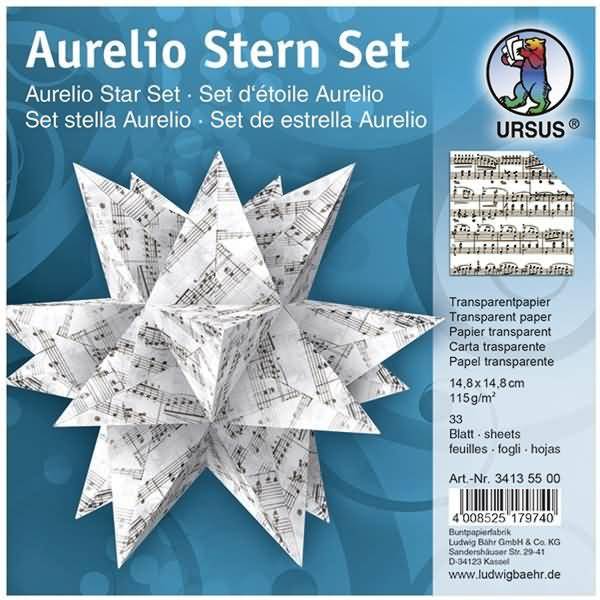 Faltblätter Aurelio Stern Noten schwarz 115g/qm 14,8x14,8cm