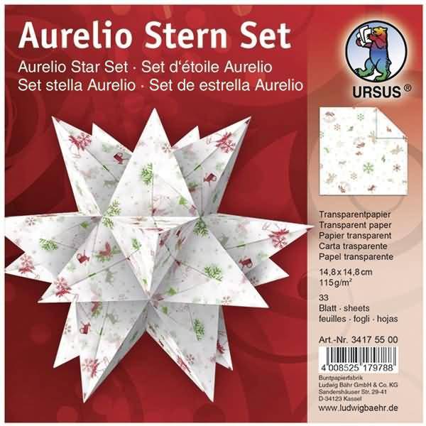 Faltblätter Aurelio Stern Classic Christmas 115g/qm 14,8x14,8cm rot/grün