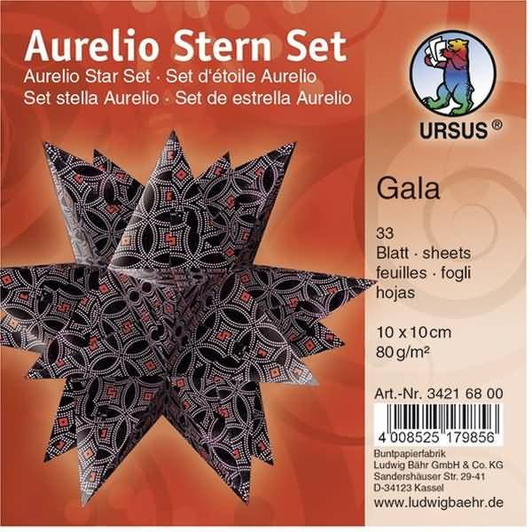 Faltblätter Aurelio Stern Gala 80g/qm 10x10cm schwarz/rosa/rot