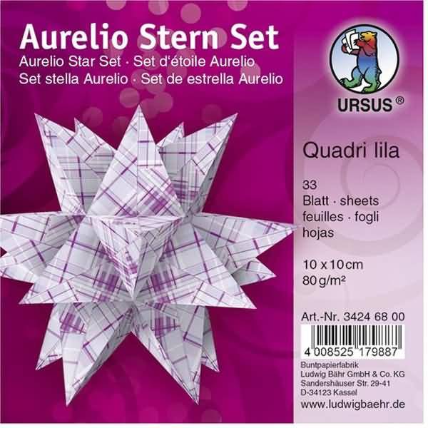 Faltblätter Aurelio Stern Quadri lila 80g/qm 10x10cm lila/hellblau