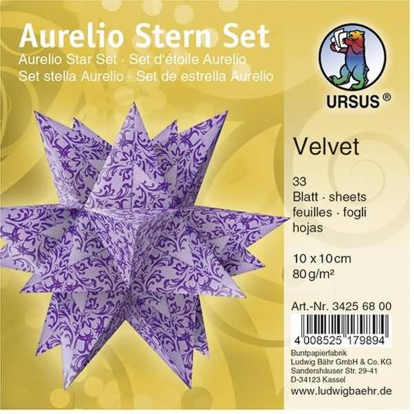 Faltblätter Aurelio Stern Velvet 80g/qm 10x10cm lila/rosa