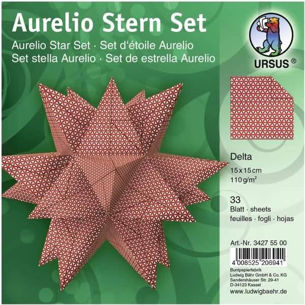 Faltblätter Aurelio Stern Delta weiß/rot 15x15cm