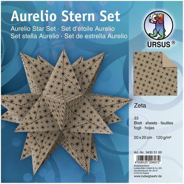 Faltblätter Aurelio Stern Zeta 120g/qm 20x20cm schwarz