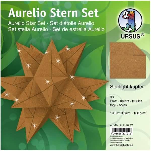 Faltblätter Aurelio stern Starlight 120g/qm kupfer matt 19,8x19,8cm