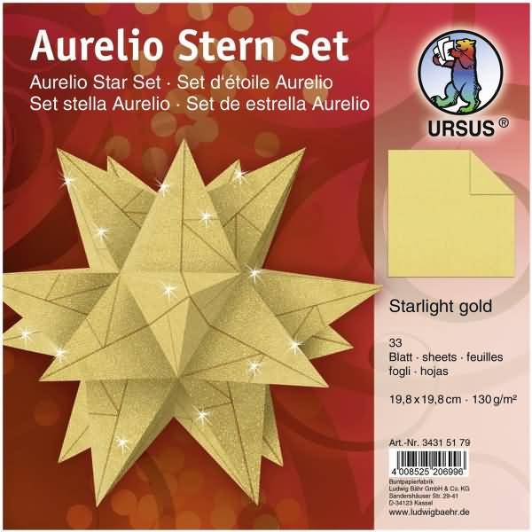 Faltblätter Aurelio stern Starlight 120g/qm gold matt19,8x19,8cm