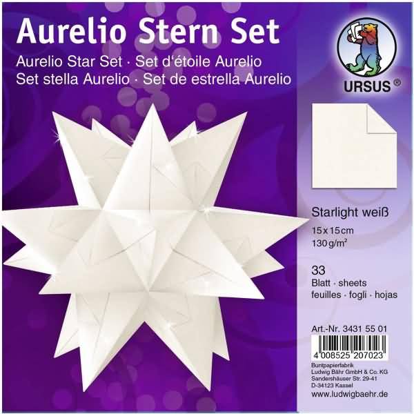 Faltblätter Aurelio stern Starlight 120g/qm hochweiß 15x15cm