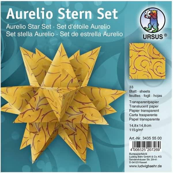 Faltblätter Aurelio Stern Barock gold 115g/qm 14,8x14,8cm