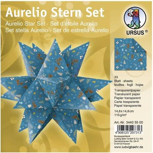 Faltblätter Aurelio stern Winterzauber 115g/qm 14,8x14,8cm petrol/braun