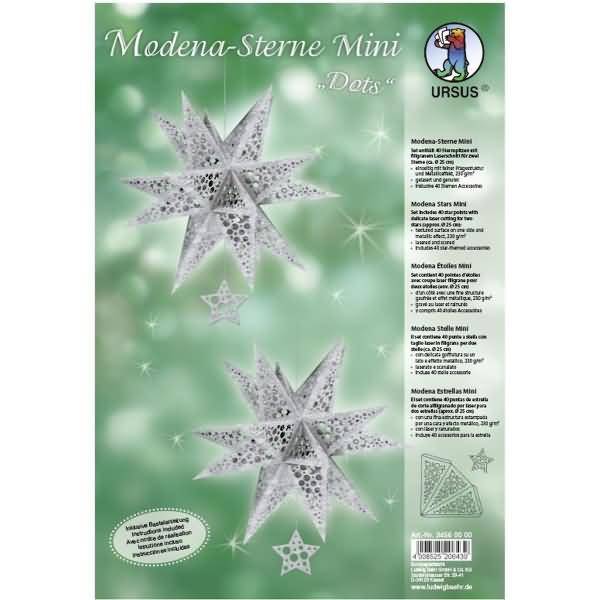 Bastelset Modena-Stern mini Dots 230g/qm A4 VE=2 Stück silber