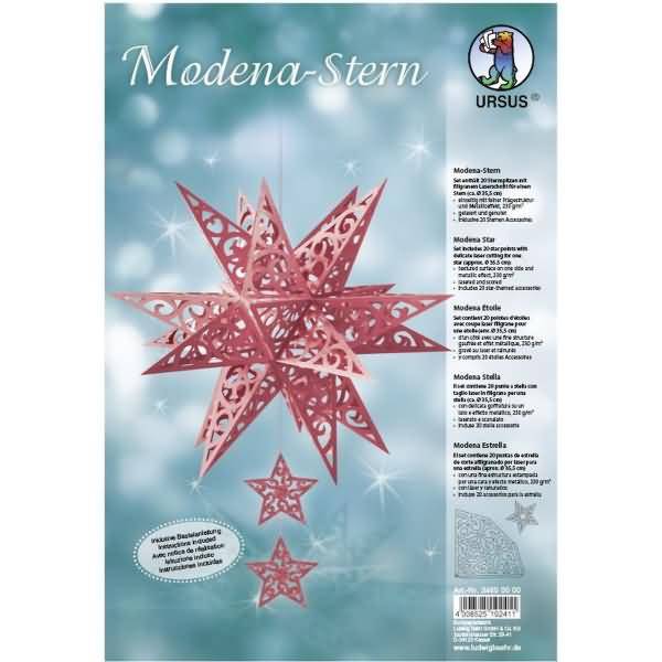 Bastelset Modena-Stern Grace 230g/qm A4 weinrot