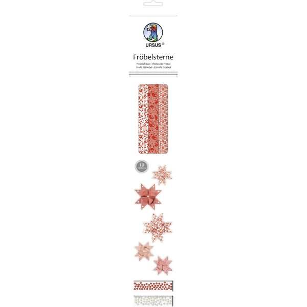 Faltstreifen Fröbelsterne 2 Größen rot/weiß