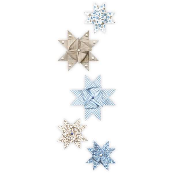 Faltstreifen Fröbelsterne 2 Größen eisblau/braun