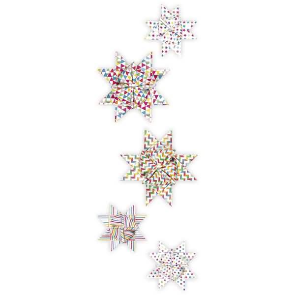 Faltstreifen Fröbelsterne 2 Größen mehrfarbig
