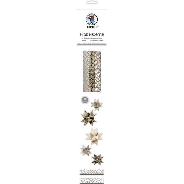 Faltstreifen Fröbelsterne 2 Größen Kraftpapier silber/weiß/schwarz