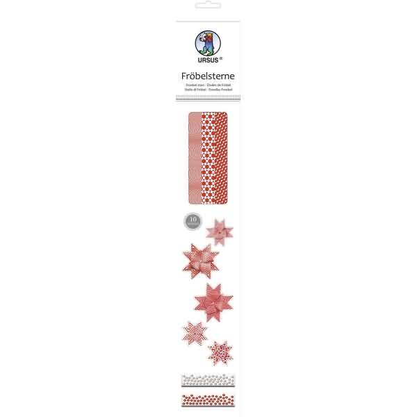Faltstreifen Fröbelsterne 2 Größen Geometrisch rot/weiß