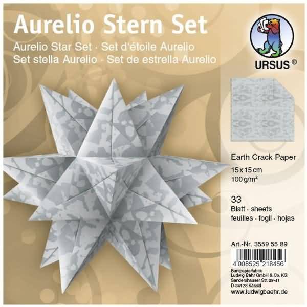Faltblätter Aurelio Stern Earth Crack Paper 100g/qm 15x15cm VE=33 BLatt silber