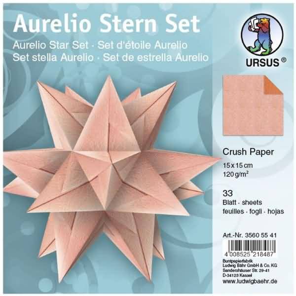 Faltblätter Aurelio Stern Crush Paper 120g/qm 15x15cm VE=33 BLatt orange
