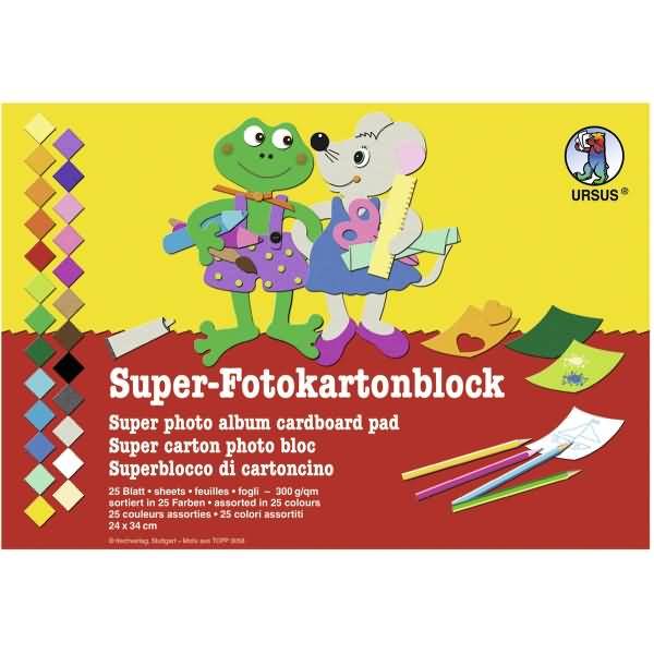 Fotokarton Block Super 300g/qm 24x34cm VE=25 Bogen 25 Farben sortiert