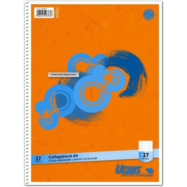 Kollegeblock A4 60g/qm 80 Blatt liniert mit Rand beidseitig