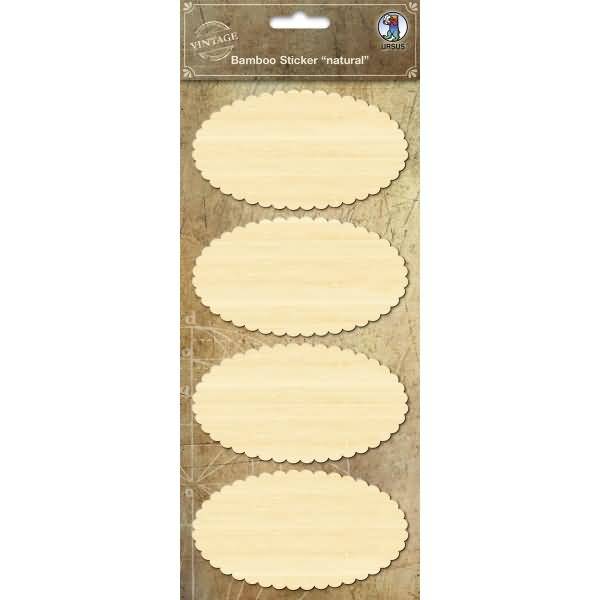 Bambus Sticker natur Oval Bogenlinie