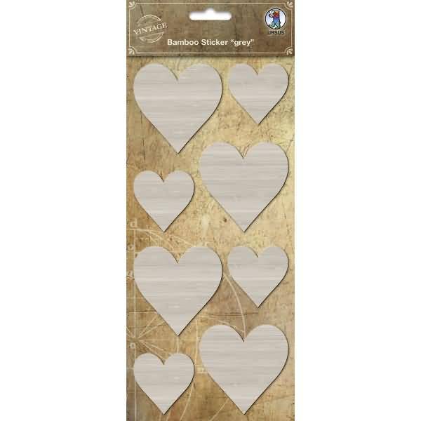 Bambus Sticker grau Herz