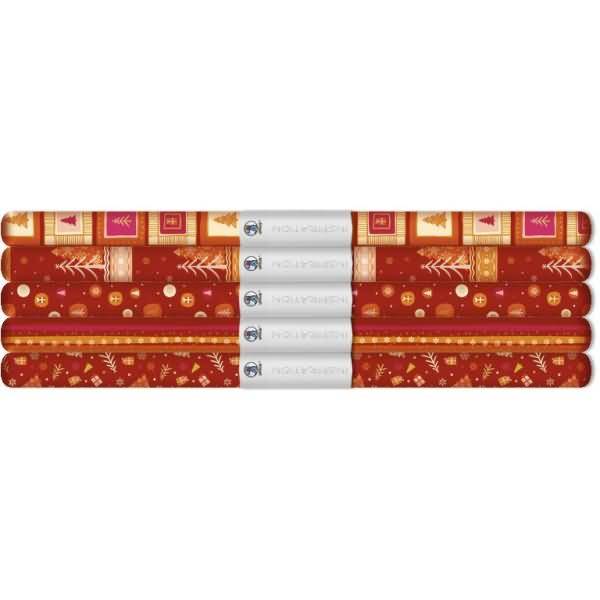 Transparentpapier Rolle 115 g/qm 50x61cm Winterzauber orange/rot 5 Motive sortiert VE=5 Stück