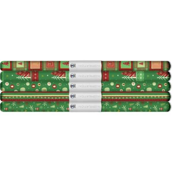 Transparentpapier Rolle 115 g/qm 50x61cm Winterzauber rot/grün 5 Motive sortiert VE=5 Stück