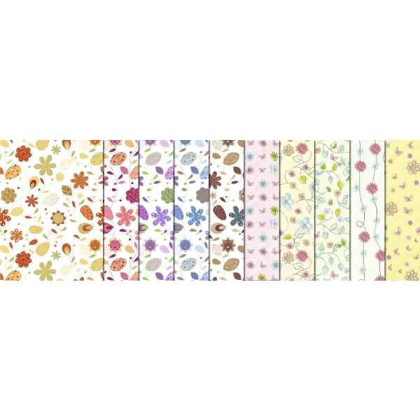 Transparentpapier Rolle 115g/qm 50x61cm Blütenzauber + Landhausblüten 5 Motive sortiert VE=25 Stück