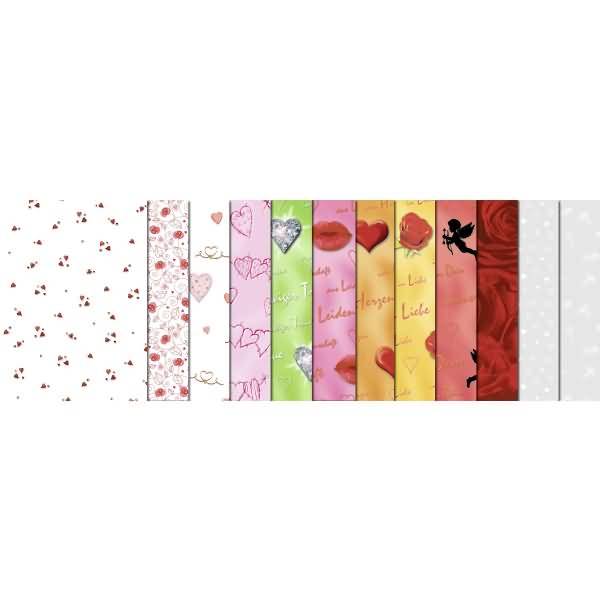 Transparentpapier Rolle 115g/qm 50x61cm Von Herzen 10 Motive sortiert VE=25 Stück