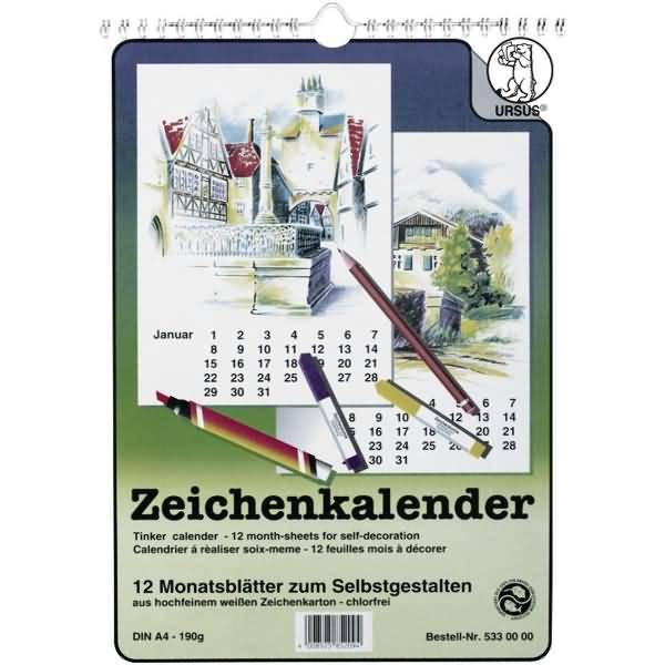 Zeichenkalender A4 weiß