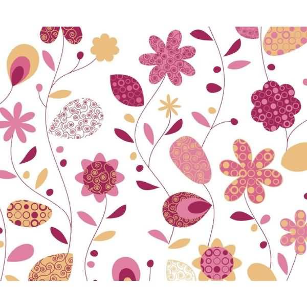Transparentpapier Rolle 115g/qm 50x61cm Landhausblumen pink/orange
