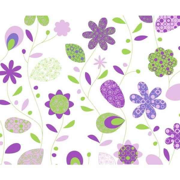 Transparentpapier Rolle 115g/qm 50x61cm Landhausblumen flieder/grün