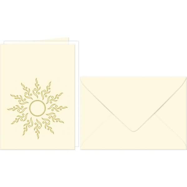 Doppelkarte A6 gelasert + Kuvert VE=5 Sets Sonne chamois