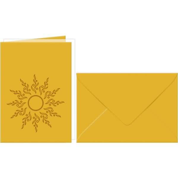 Doppelkarte A6 gelasert + Kuvert VE=5 Sets Sonne sonnengelb