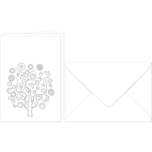 Doppelkarte A6 gelasert + Kuvert VE=5 Sets Lebensbaum weiß