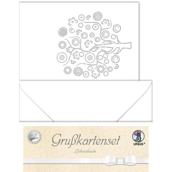 Doppelkarte A6 gelasert + Kuvert VE=5 Sets Lebensbaum weiß