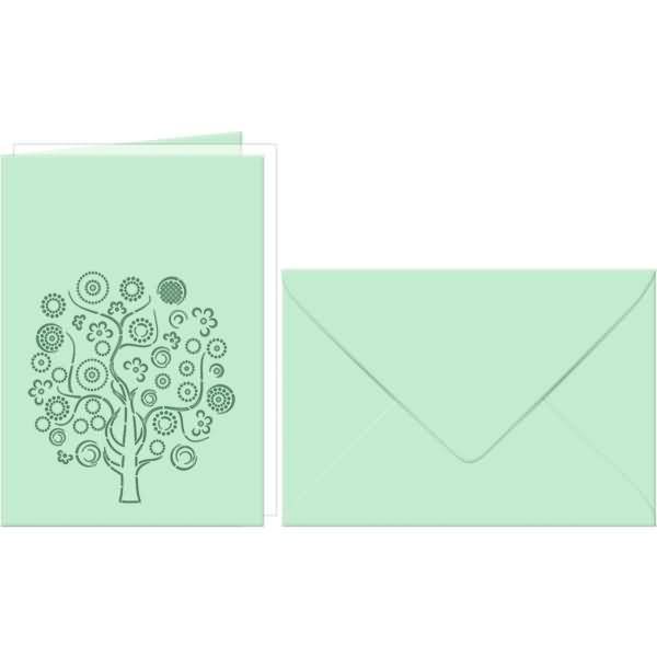 Doppelkarte A6 gelasert + Kuvert VE=5 Sets Lebensbaum meeresgrün