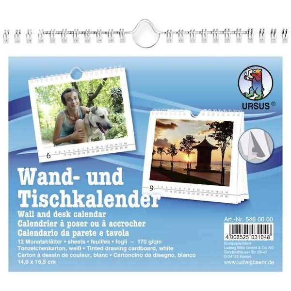 Wand- und Tischkalender 14x16,5cm weiß