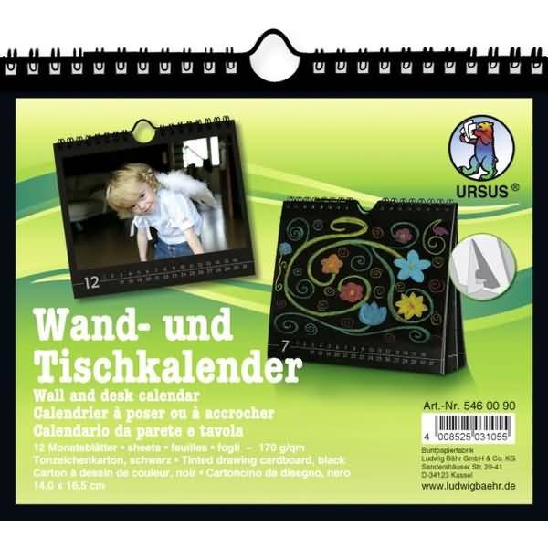 Wand- und Tischkalender 14x16,5cm schwarz