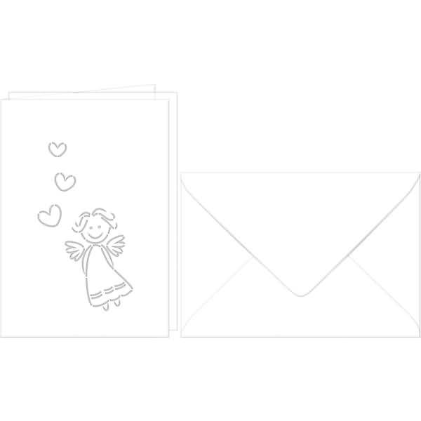 Doppelkarte A6 gelasert + Kuvert VE=5 Sets Schutzengel weiß