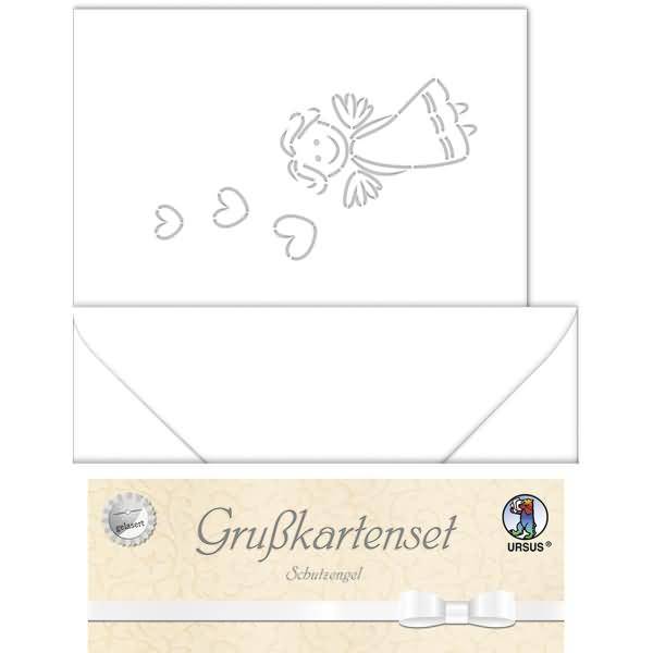 Doppelkarte A6 gelasert + Kuvert VE=5 Sets Schutzengel weiß